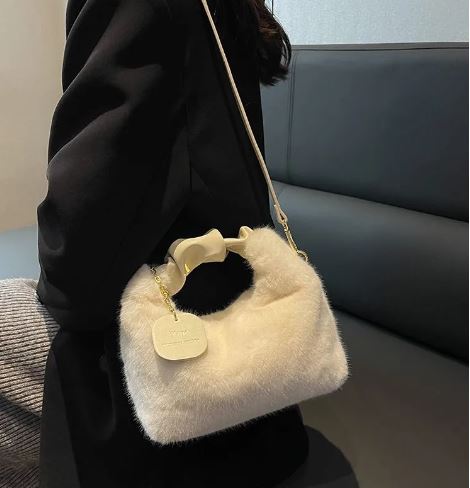 Faux Fur & PU Leather Hand Bag