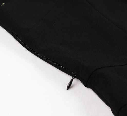 Black Skater Dress With Embroidered Flower Bell Sleeves