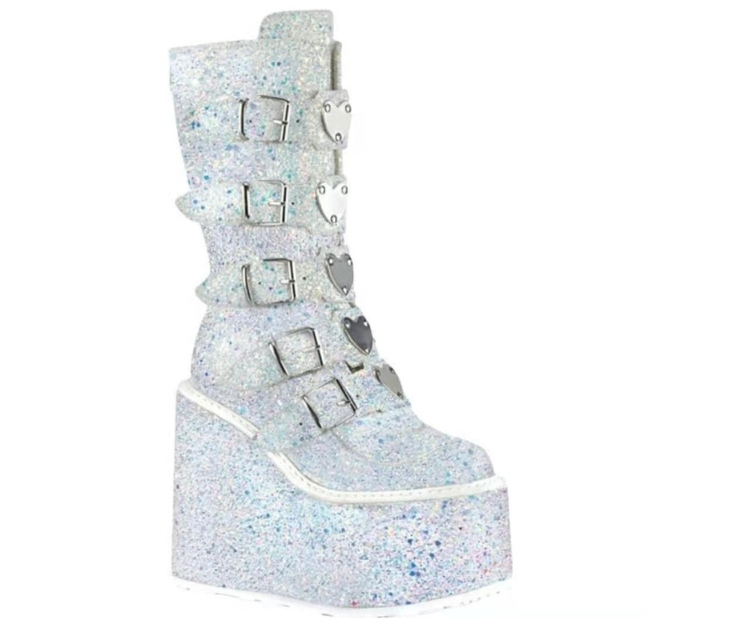 Glitter Buckle Boots