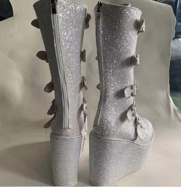Glitter Buckle Boots