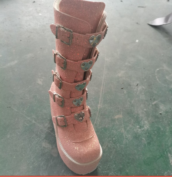 Glitter Buckle Boots