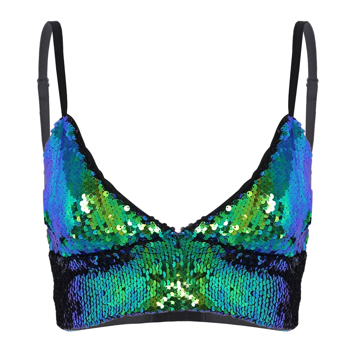 Green Sequin Crop Top