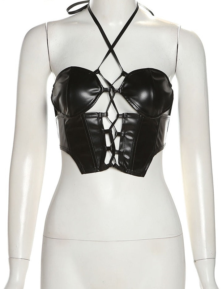 Vegan Leather Corset Top