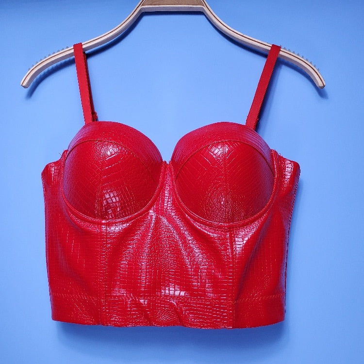 Crocodile Faux Leather Bustier Top