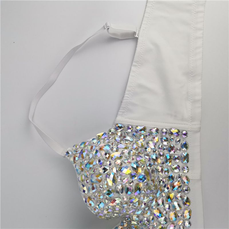 White Rhinestone Bustier Top
