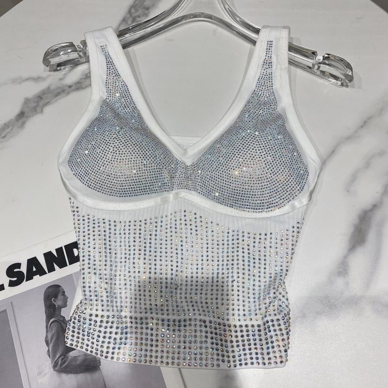 Stretchy Rhinestone Crop Top