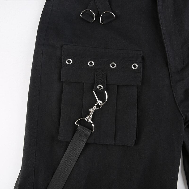 Black Tattoo Print Utility Pants