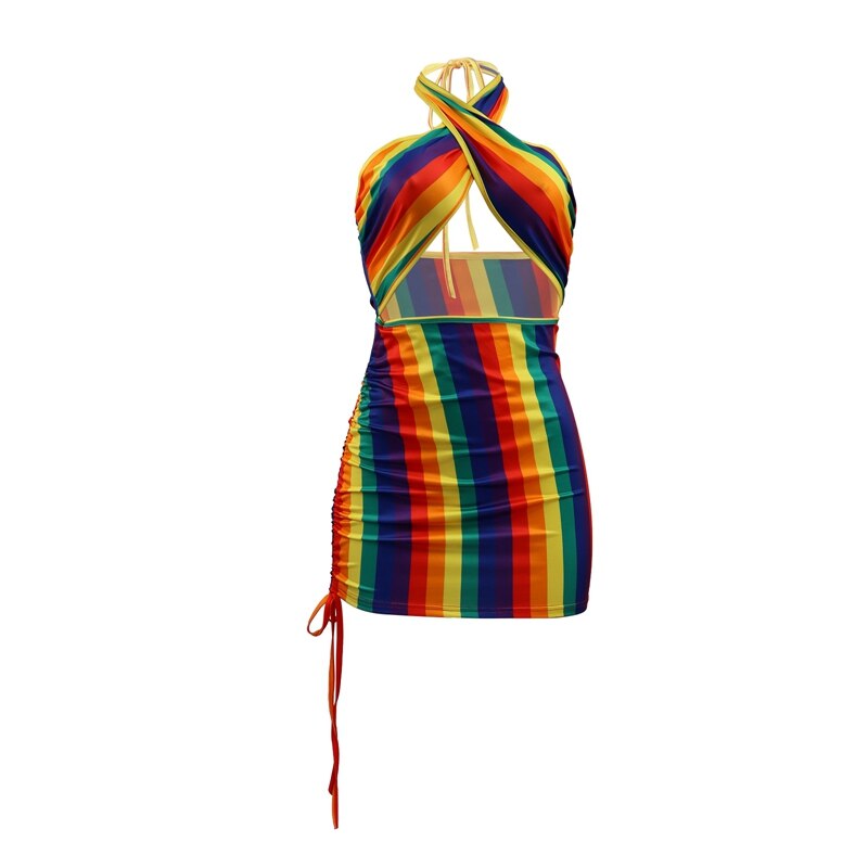 Multicolour Halter Dress