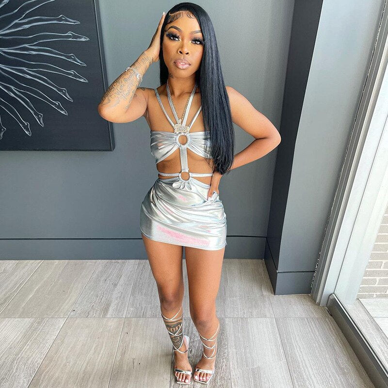 Strappy Metallic Co Ord Dress