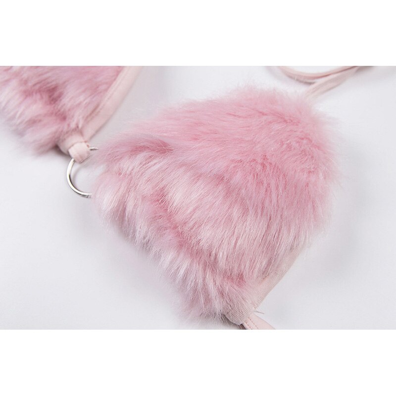 Fluffy Faux Fur Bra Top