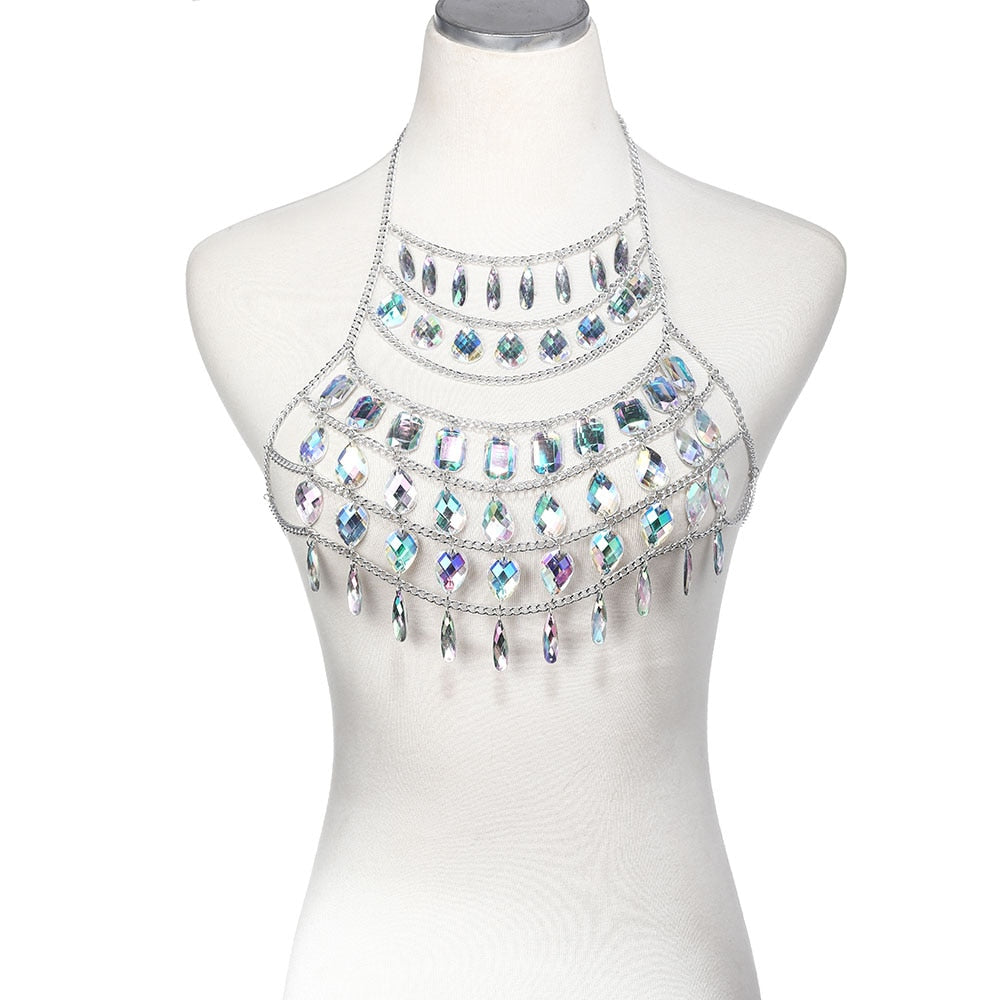 Rhinestone Belt Chain & Top (Separates)