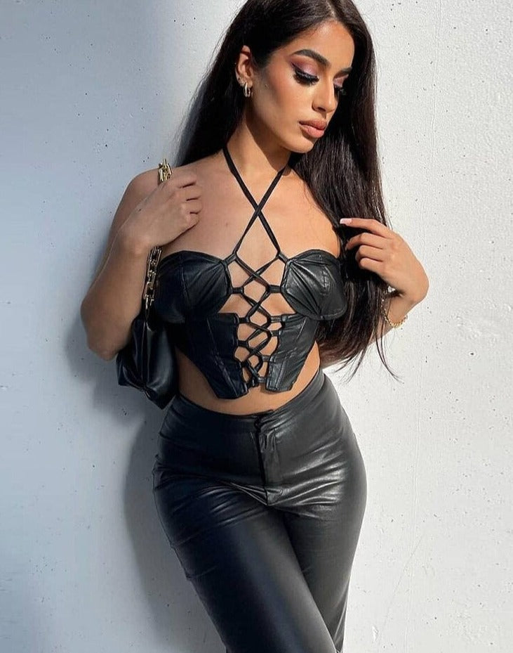 Vegan Leather Corset Top