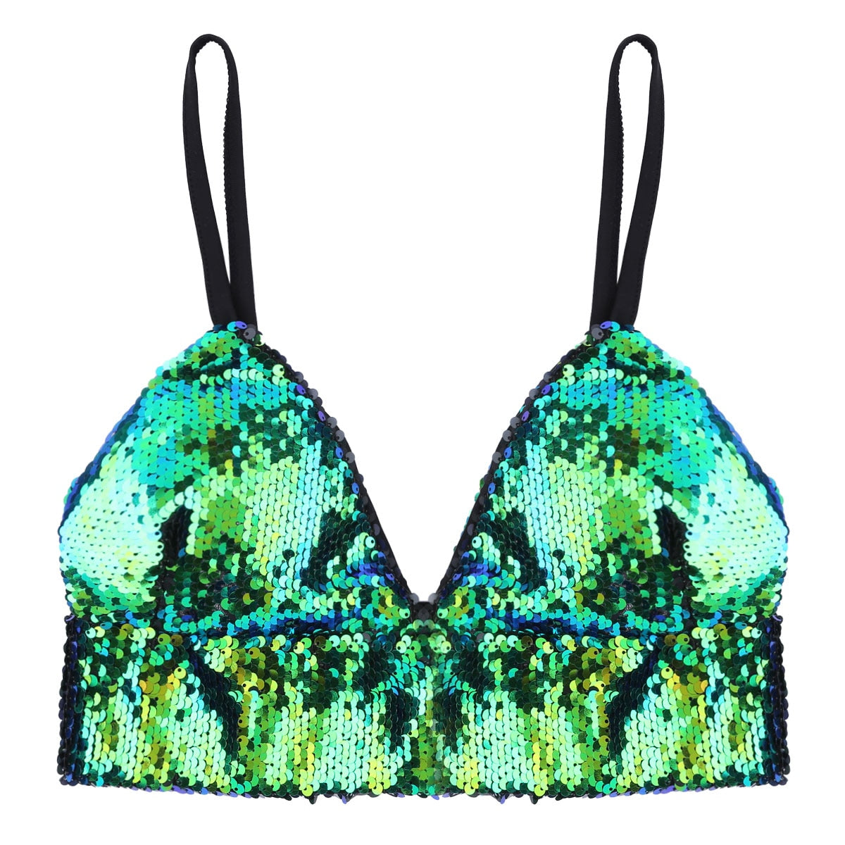 Green Sequin Crop Top
