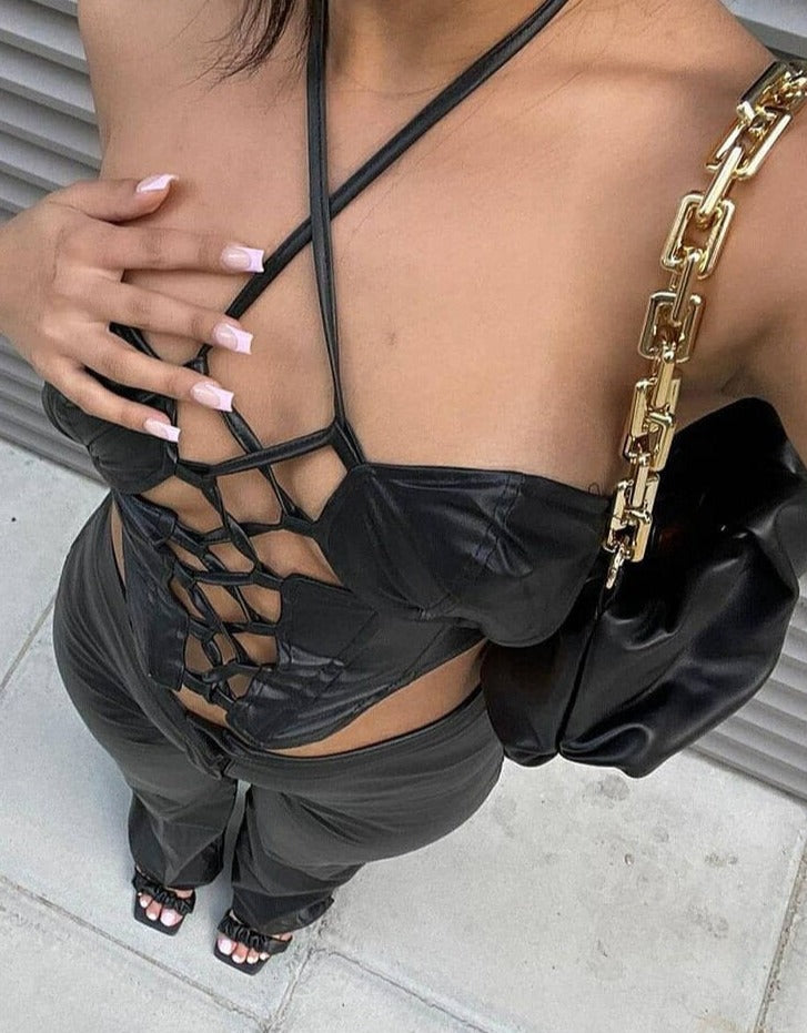 Vegan Leather Corset Top