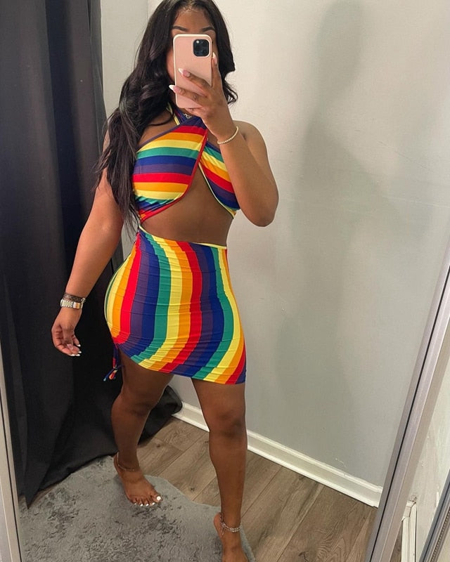 Multicolour Halter Dress