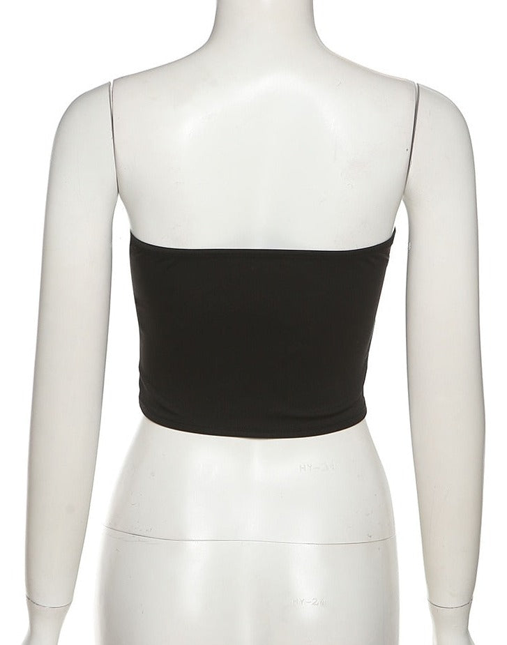 Black Diamante Trim Corset Top