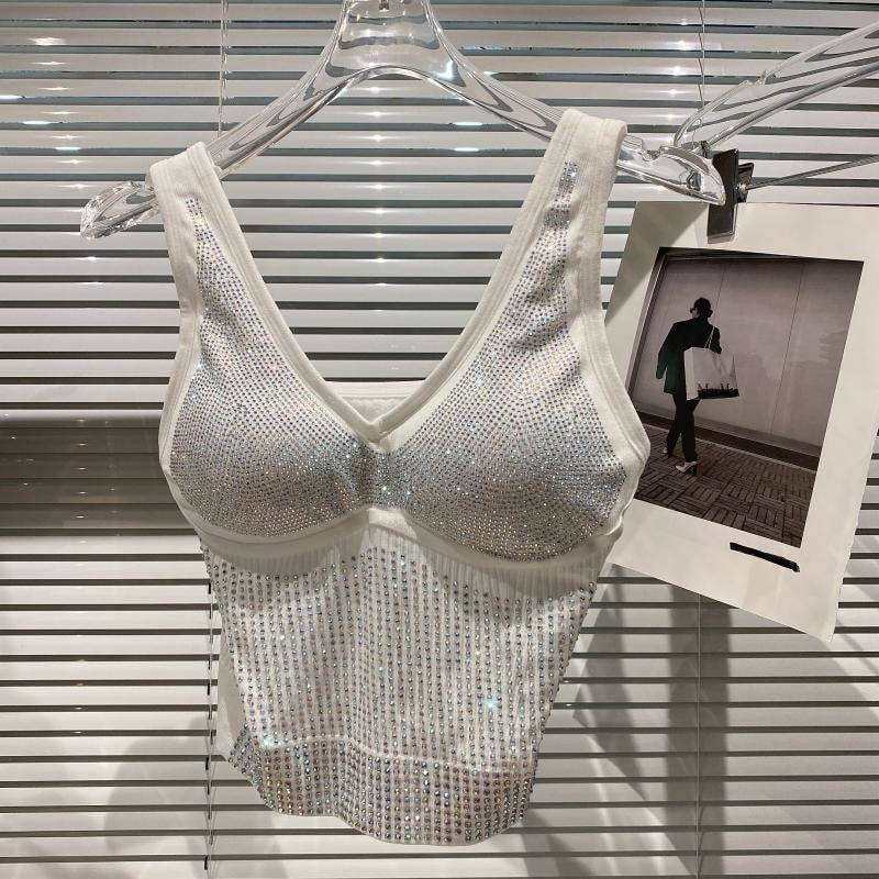 Stretchy Rhinestone Crop Top