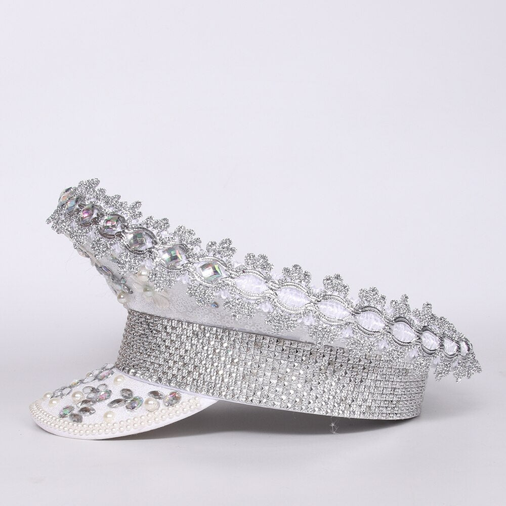 White Rhinestone Festival Hat