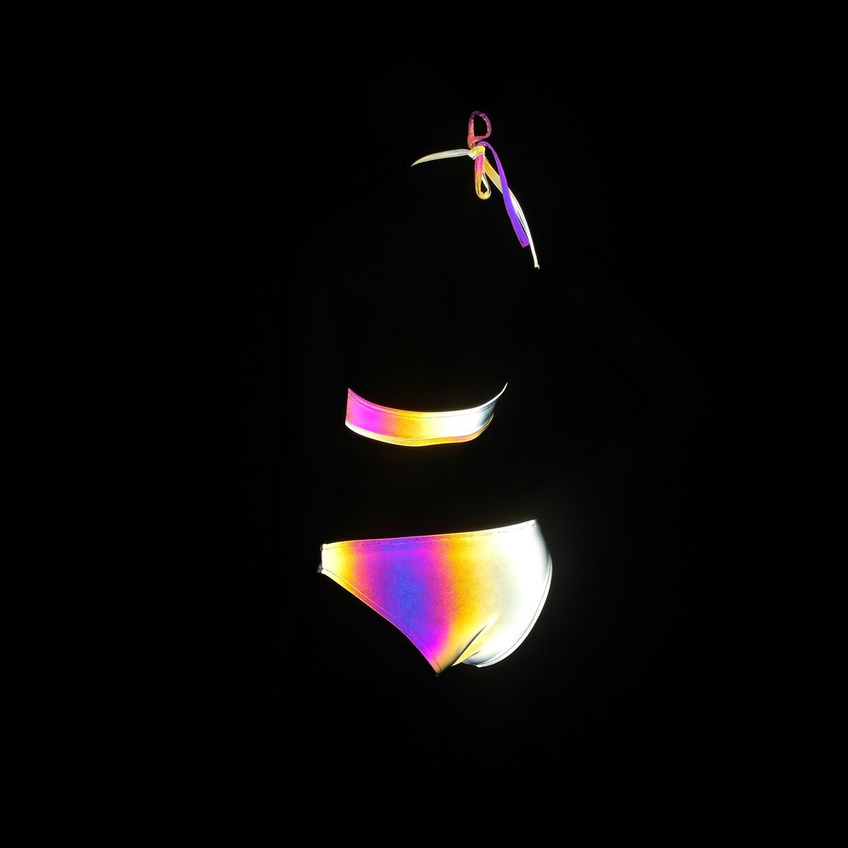 Reflective Halter Bikini Set