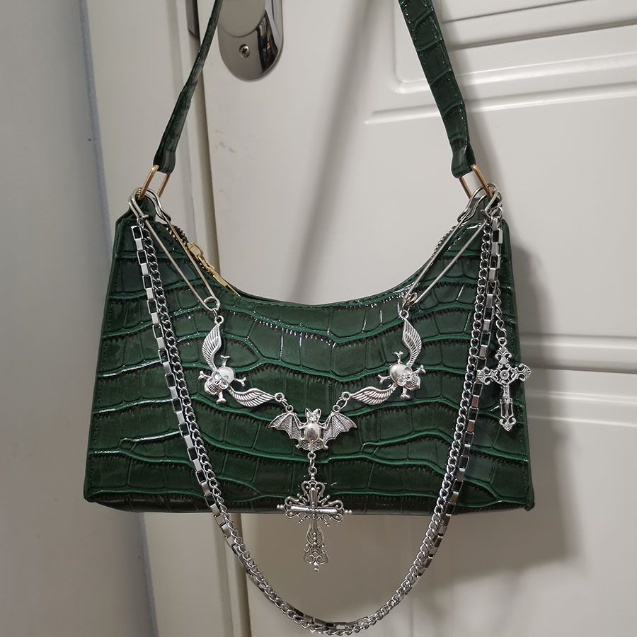 Mock Croc Bat Detail Hand Bag