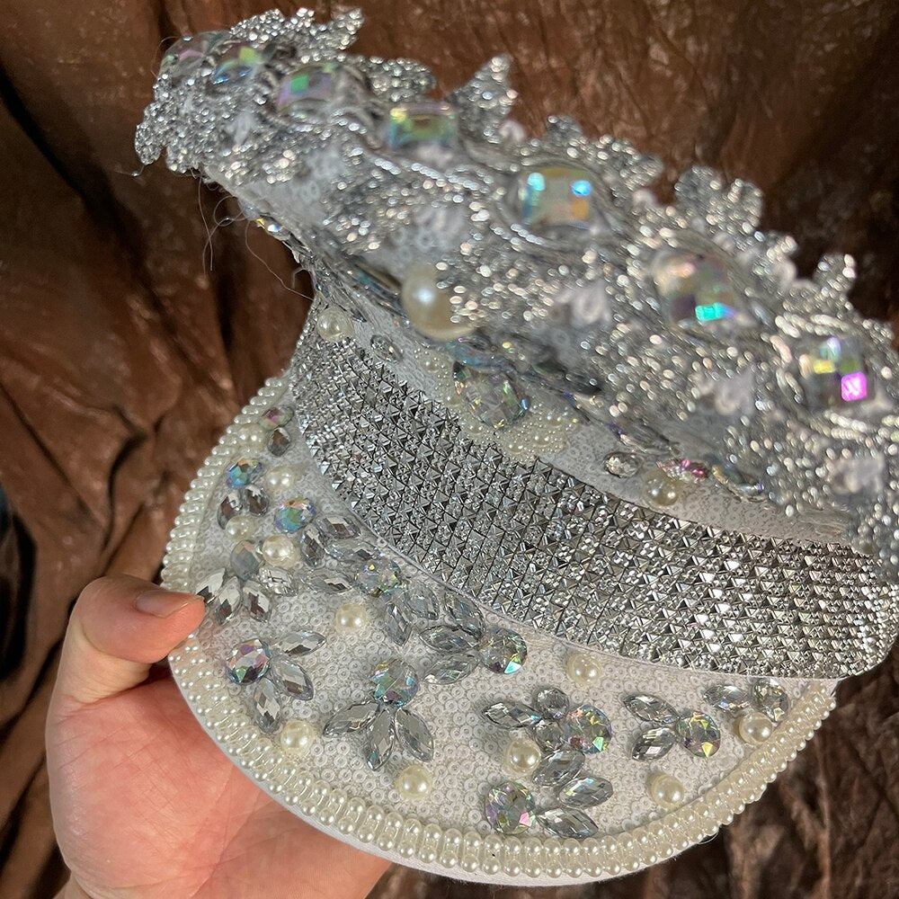 White Rhinestone Festival Hat