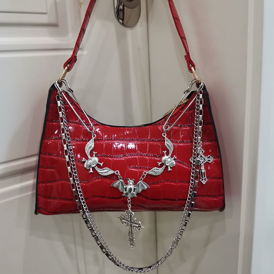 Mock Croc Bat Detail Hand Bag