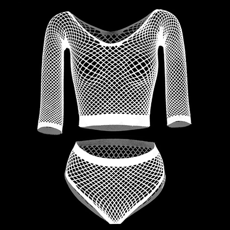 Fishnet Crop Top & Pants Set