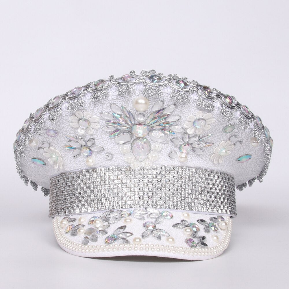 White Rhinestone Festival Hat