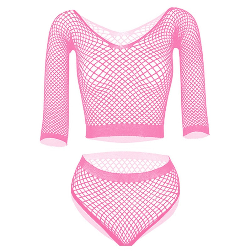Fishnet Crop Top & Pants Set