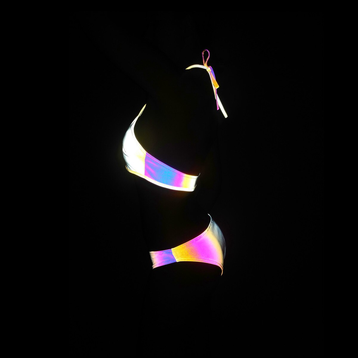 Reflective Halter Bikini Set