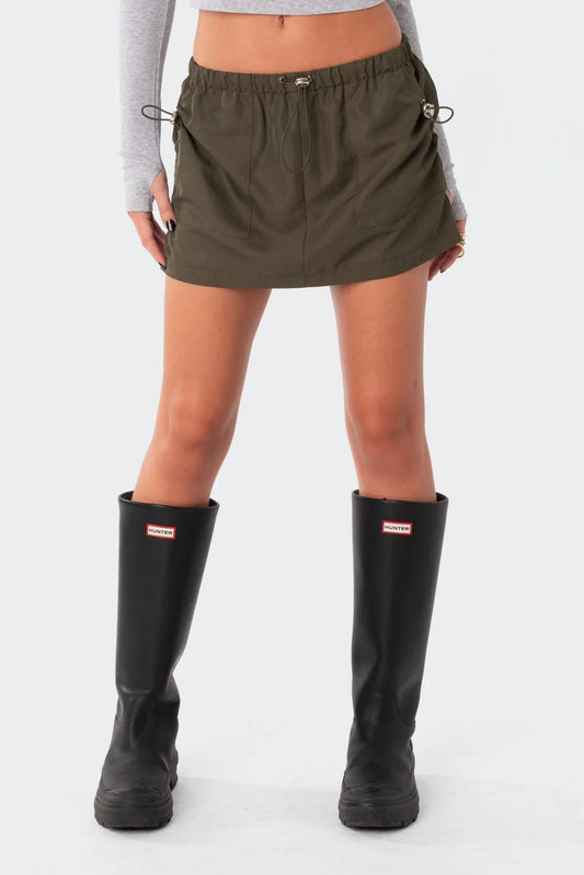 Casual Solid Cargo Skirt