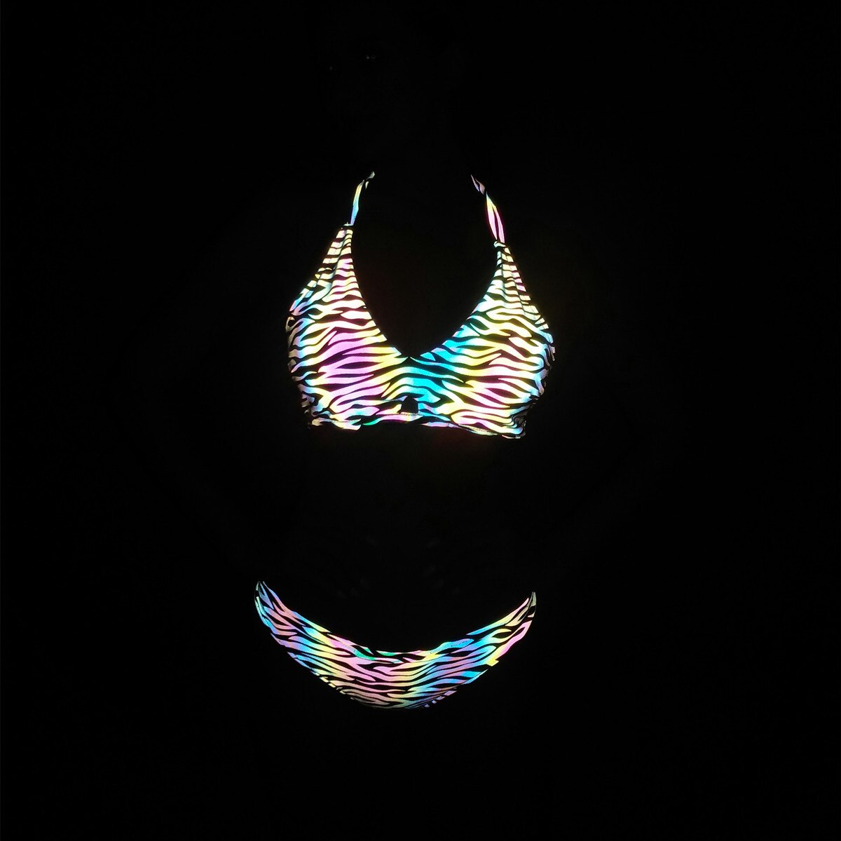 Reflective Halter Bikini Set