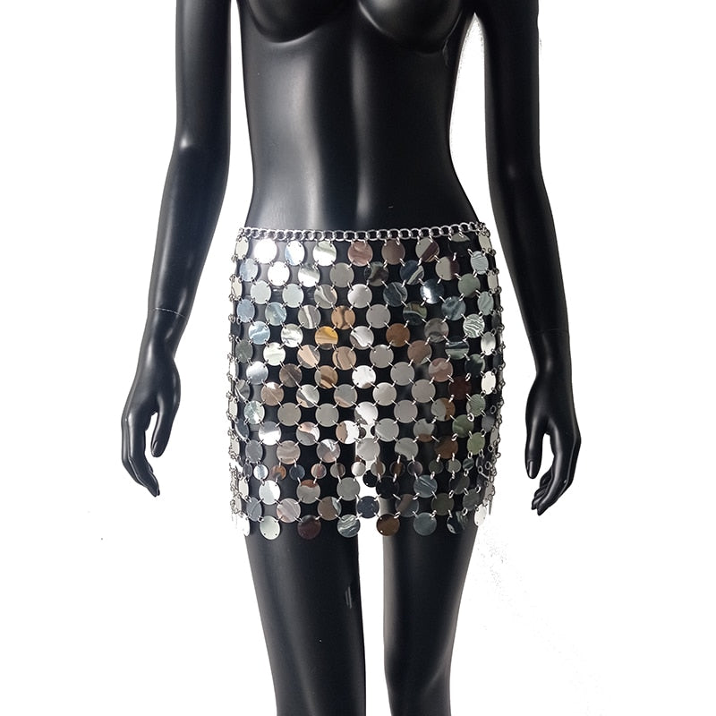 Metal Sequin Disc Skirt