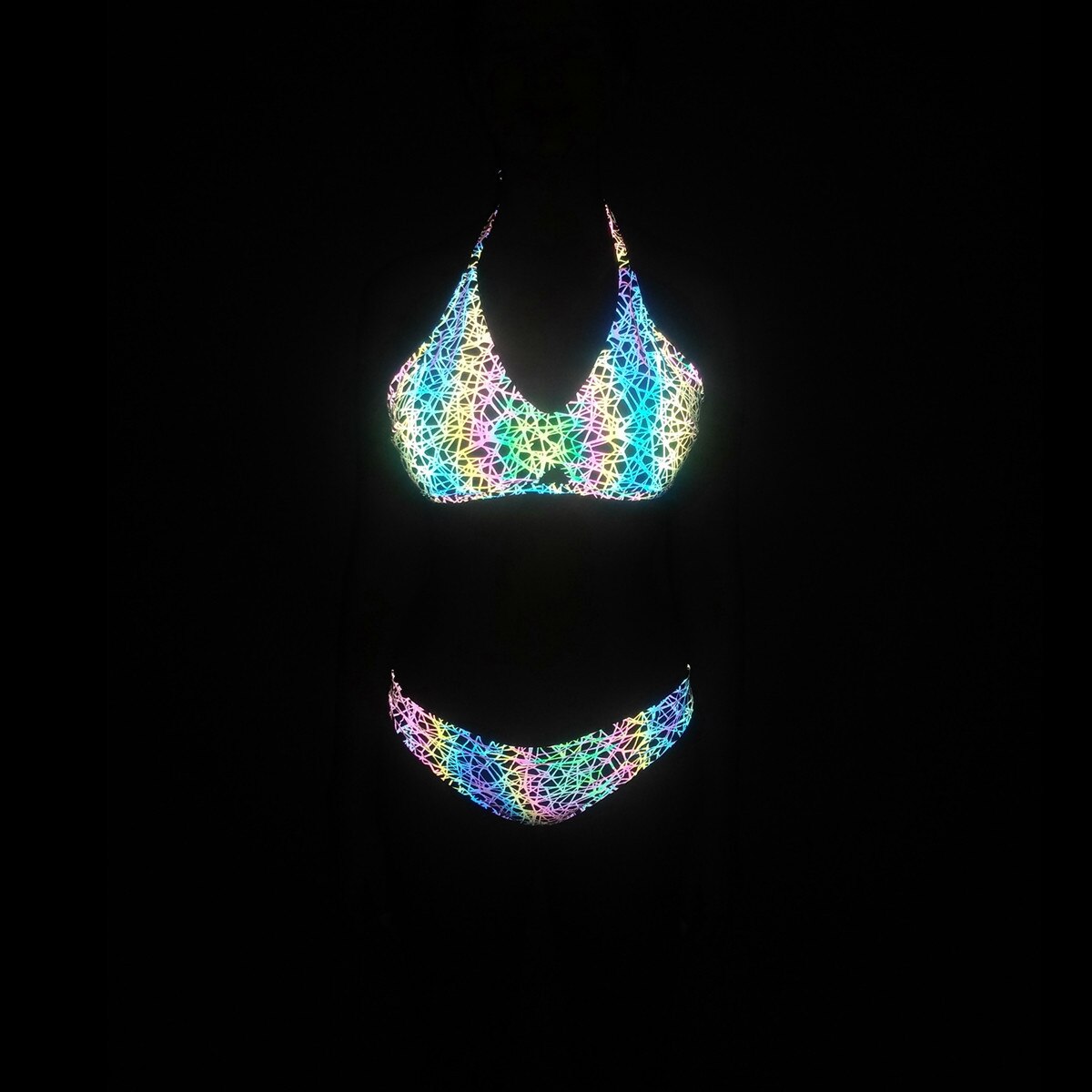 Reflective Halter Bikini Set