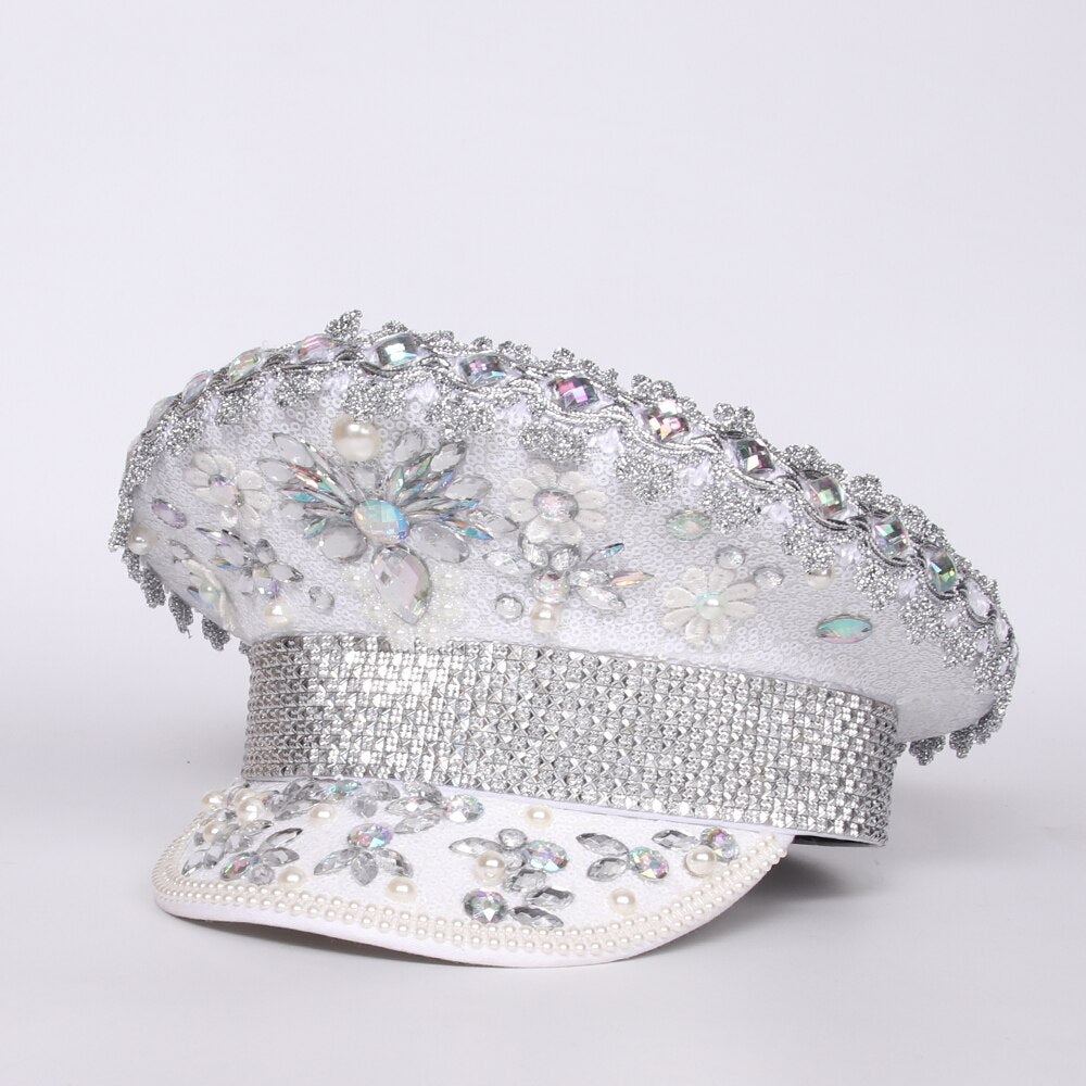 White Rhinestone Festival Hat