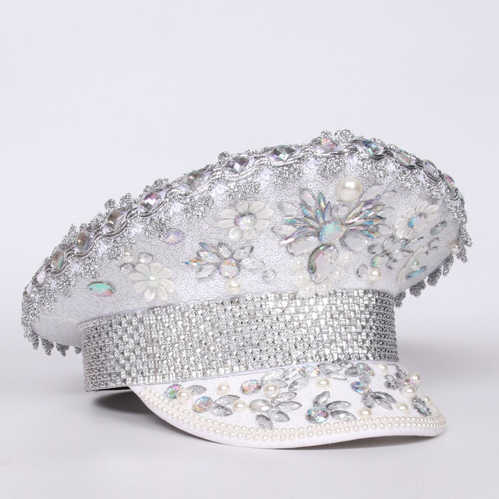 White Rhinestone Festival Hat