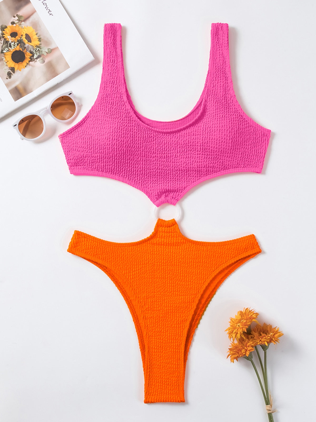 High Waist O Ring Swim Suit
