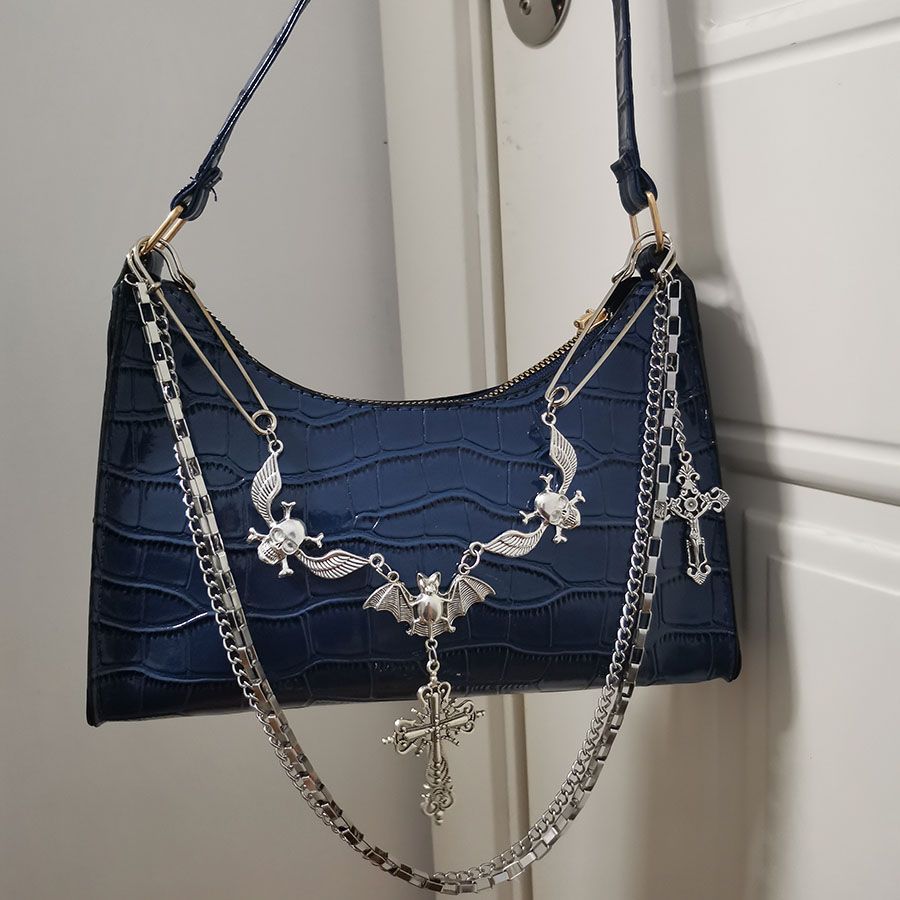 Mock Croc Bat Detail Hand Bag