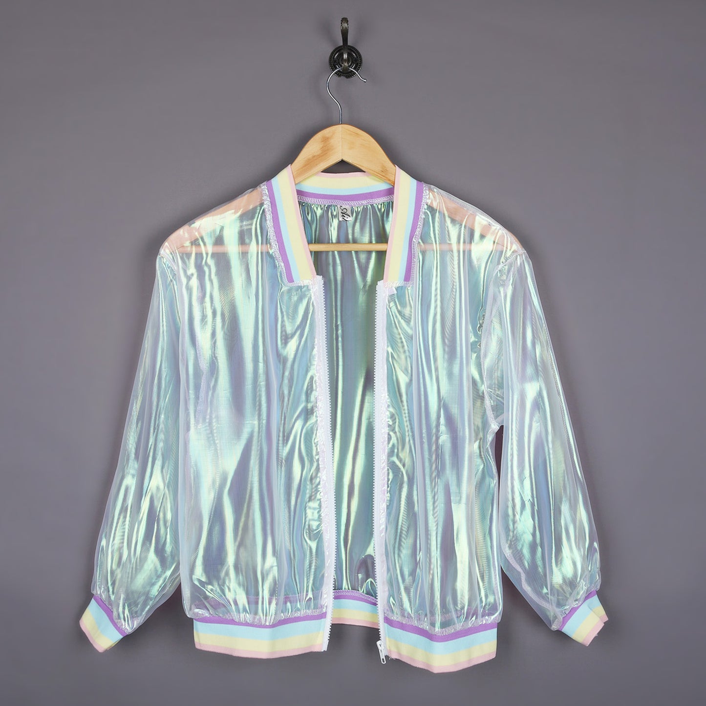 Iridescent Organza Jacket With Rainbow Cuffs