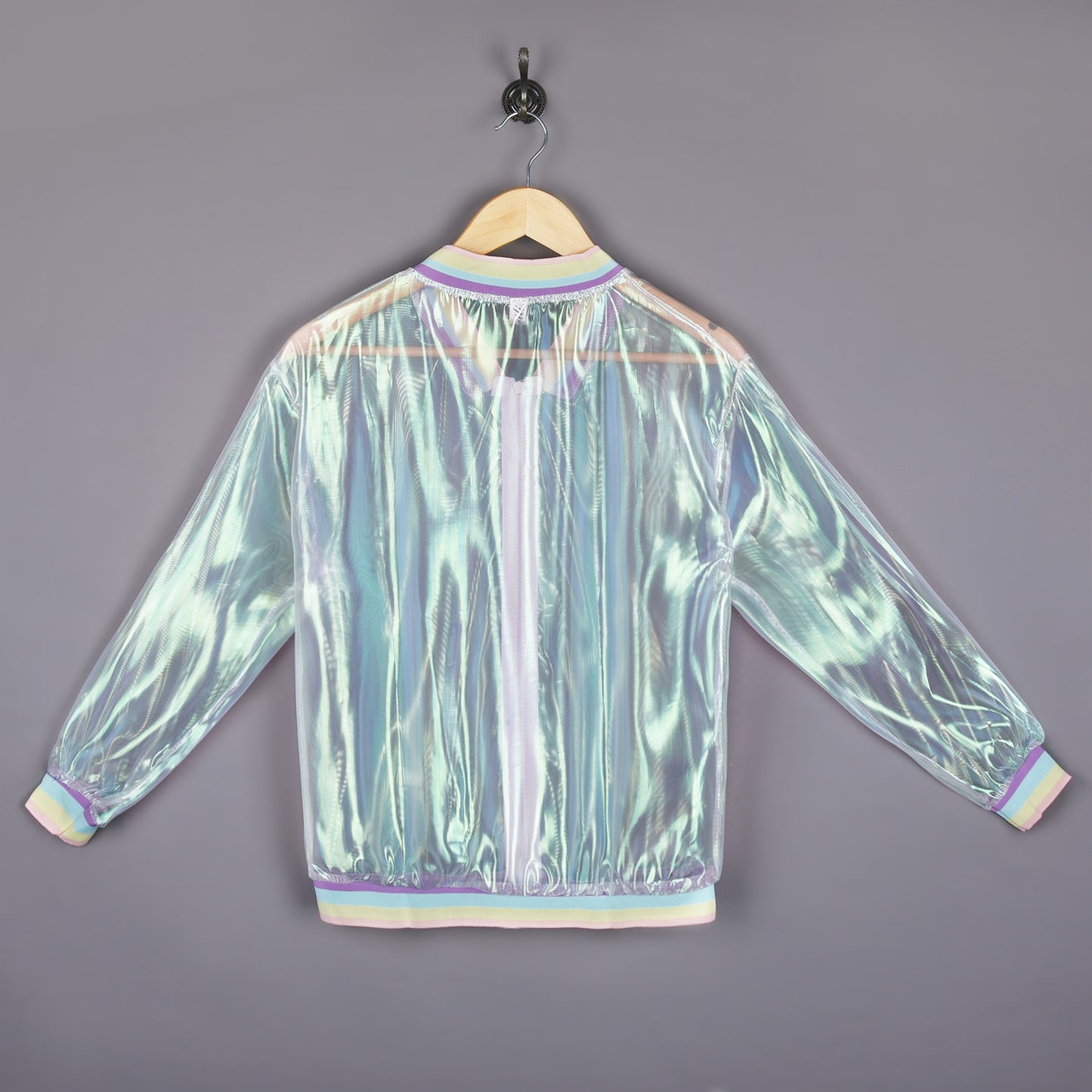 Iridescent Organza Jacket With Rainbow Cuffs
