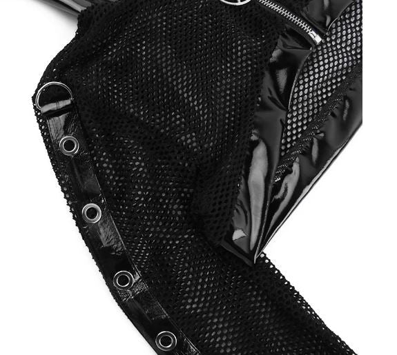 Black Pentagram Fishnet Zip Up Shrug