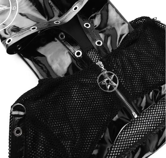 Black Pentagram Fishnet Zip Up Shrug