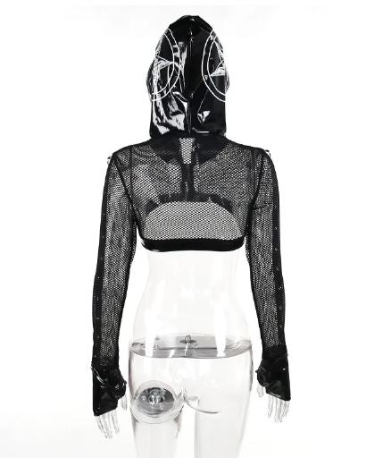 Black Pentagram Fishnet Zip Up Shrug
