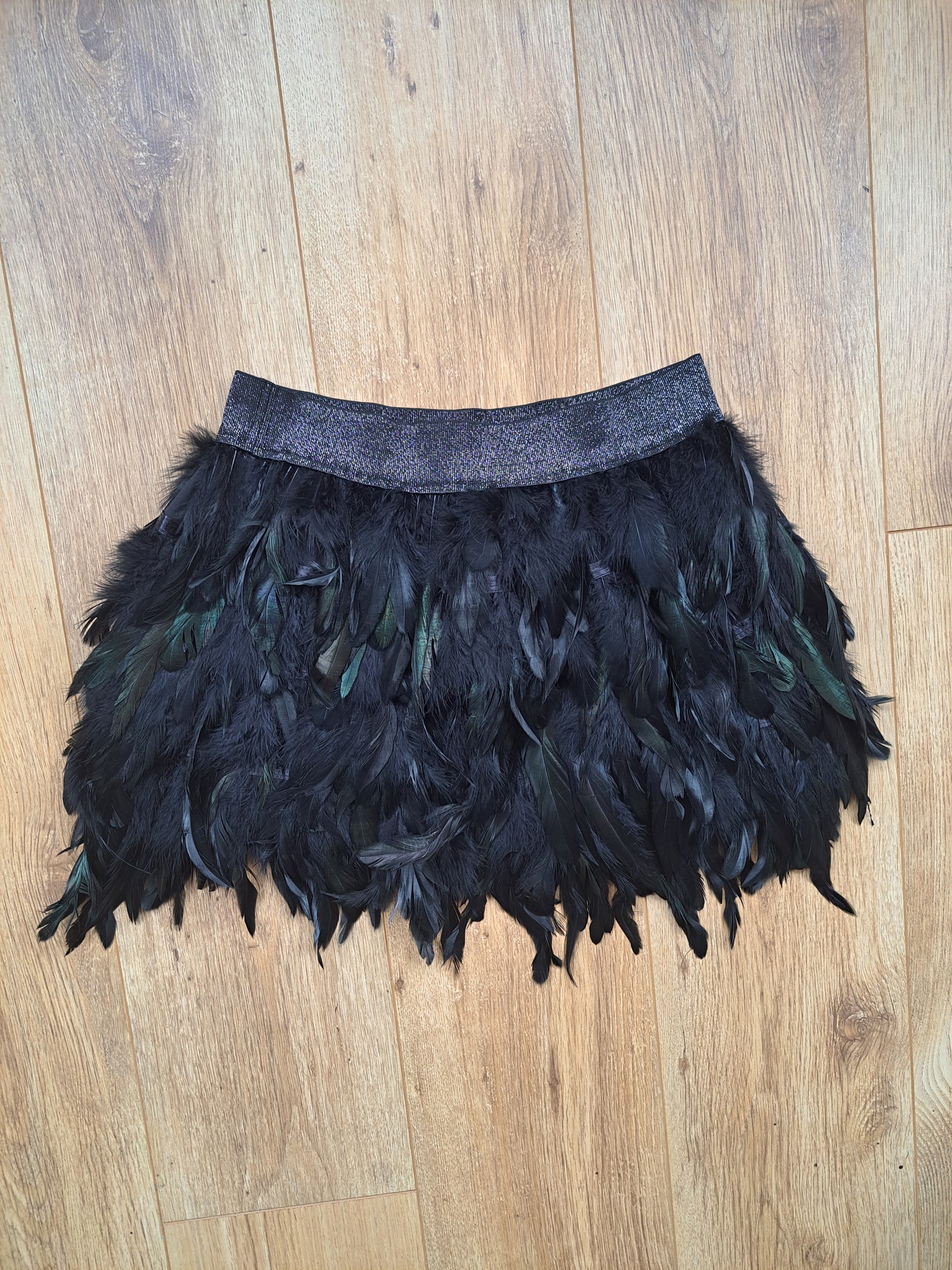 Black Feather Top & Skirt Set