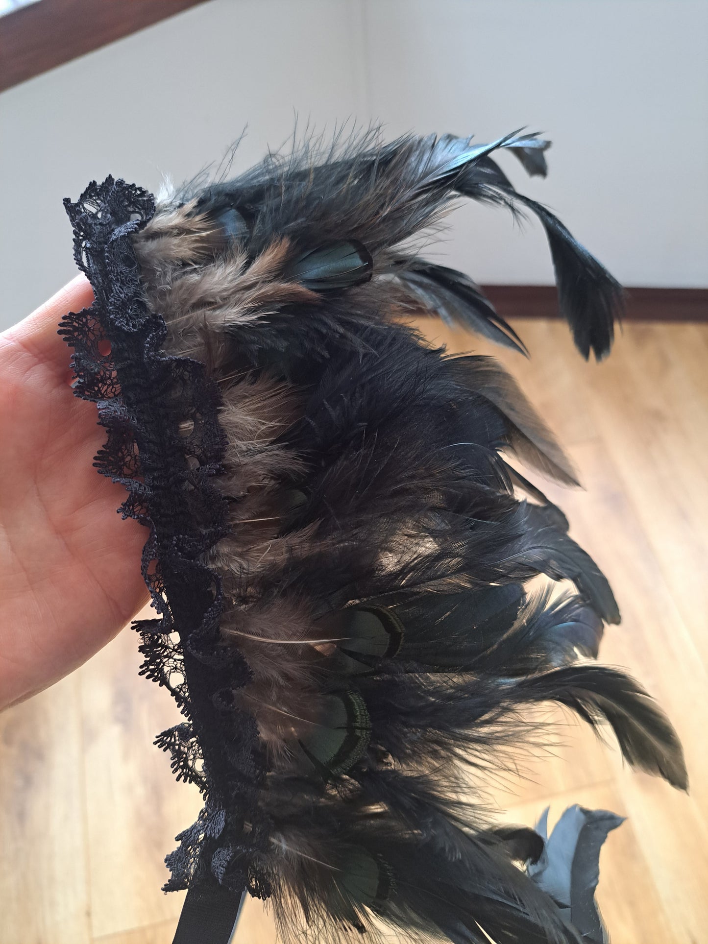 Black Feather Top & Skirt Set