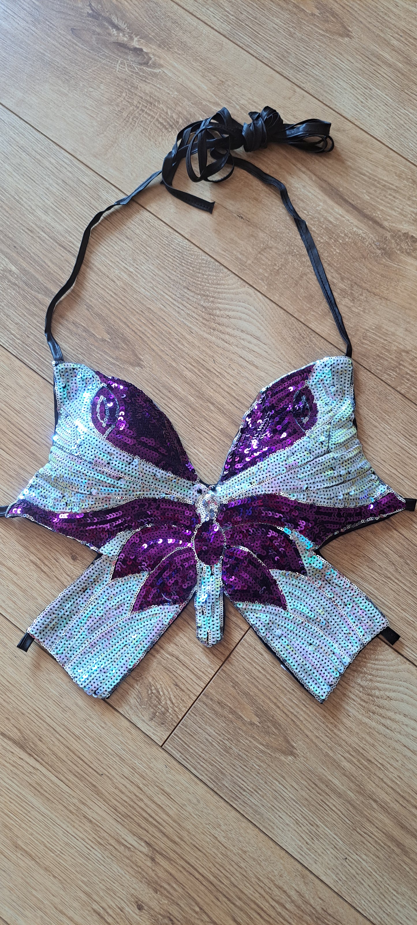 Butterfly Sequin Crop Top