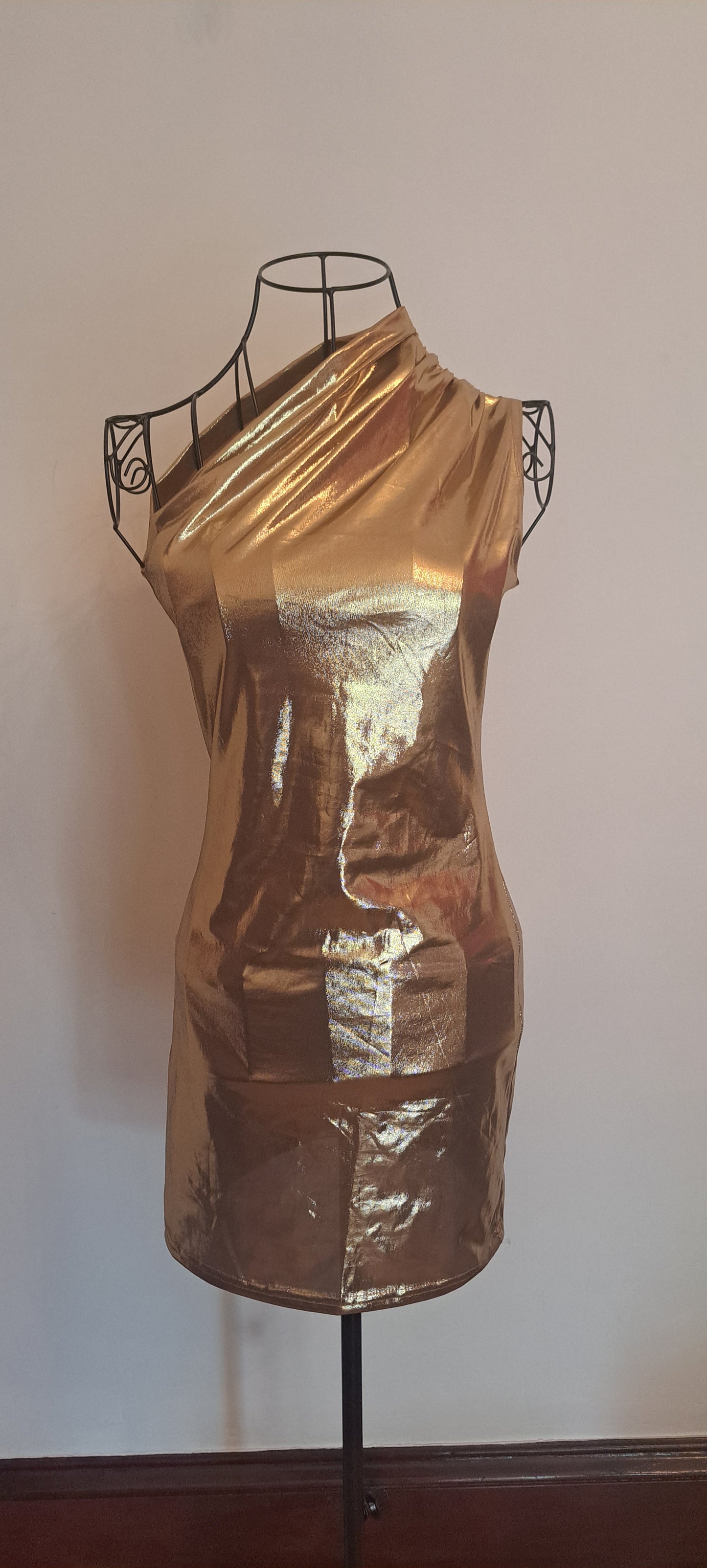 Metallic One Shoulder Mini Dress