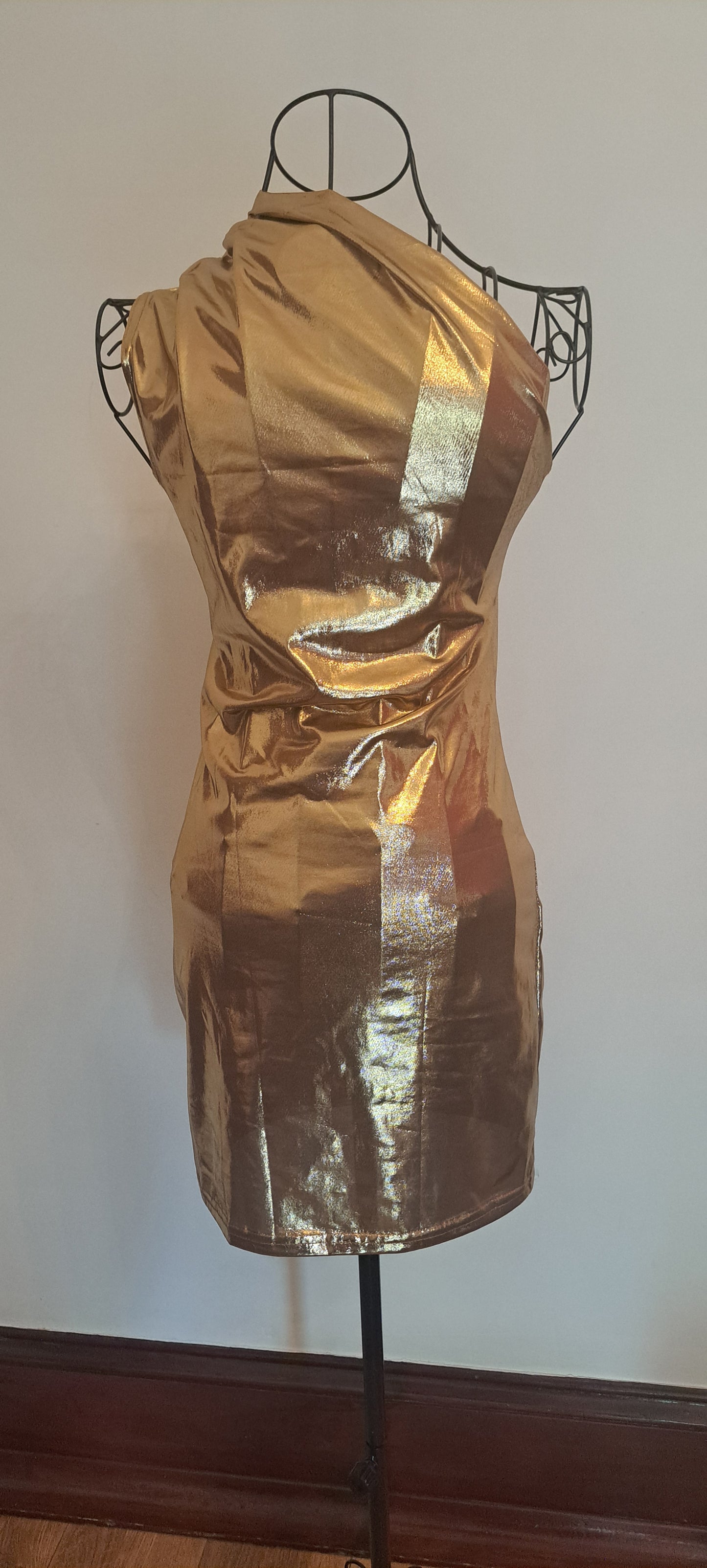 Metallic One Shoulder Mini Dress