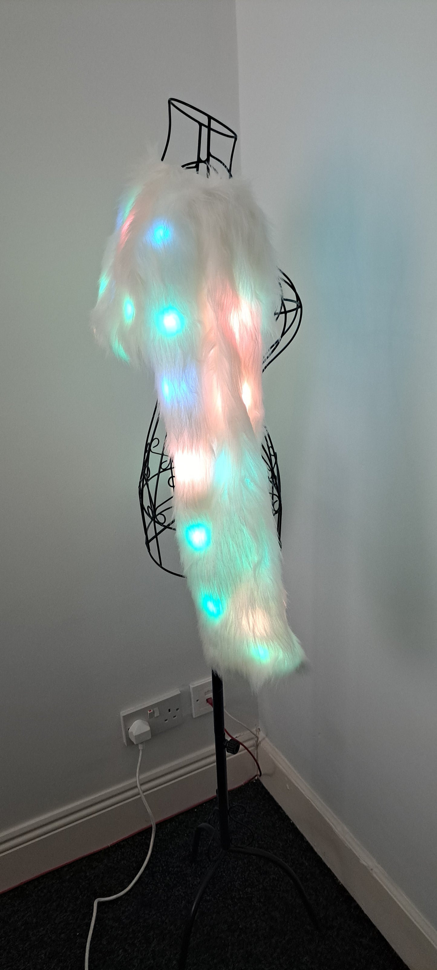 White LED Faux Fur Shrug