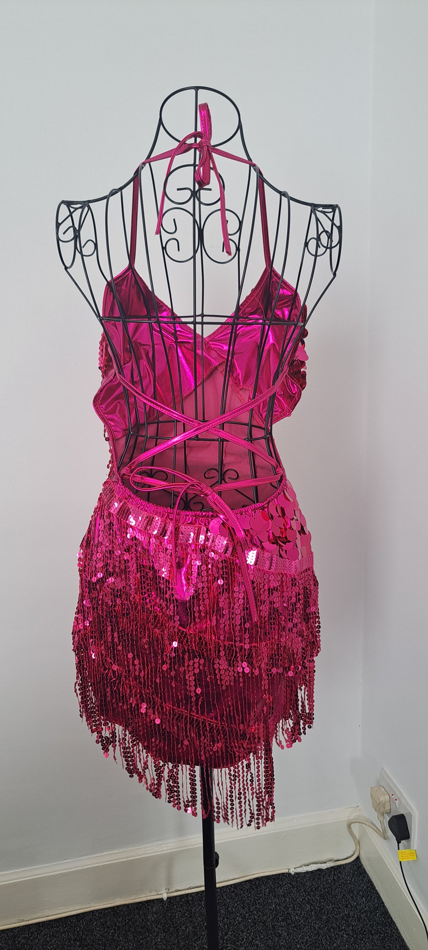 Sequin Fringed Halter Dress